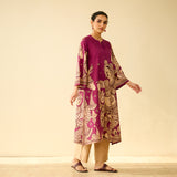 Taal Hand Embroidered Mulmul Cotton Kurta - Onion Pink