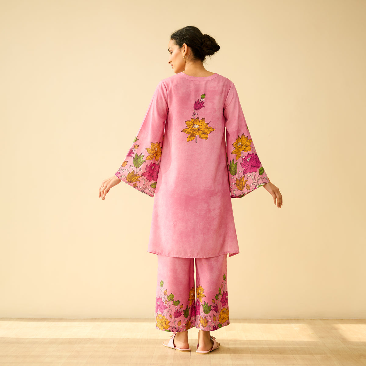 Lily Modal Hand Embroidered Coord Set - Pink