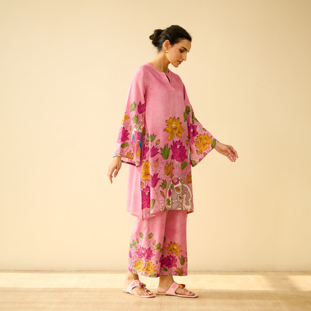 Lily Modal Hand Embroidered Coord Set - Pink