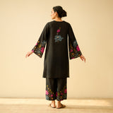 Lily Modal Hand Embroidered Coord Set - Black
