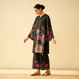 Lily Modal Hand Embroidered Coord Set - Black