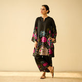 Lily Modal Hand Embroidered Coord Set - Black