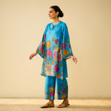 Lily Modal Hand Embroidered Coord Set - Electric Blue