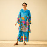 Lily Modal Hand Embroidered Coord Set - Electric Blue
