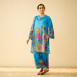 Lily Modal Hand Embroidered Coord Set - Electric Blue