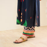 Loomlight Slub Cotton Ikat Inspired Kurta Set - Black