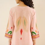 Loomlight Slub Cotton Ikat Inspired Kurta Set - Peach