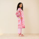 In Full Bloom Slub Cotton Kurta Set - Lavender