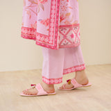 In Full Bloom Slub Cotton Kurta Set - Lavender