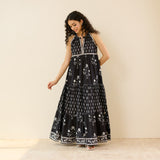 Sanganeri Cotton Tiered Dress - Black