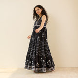 Sanganeri Cotton Tiered Dress - Black