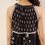 Sanganeri Cotton Tiered Dress - Black