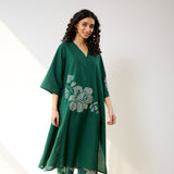Meadow Patchwork Cotton Kurta - Emerald Green