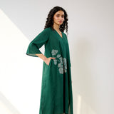 Meadow Patchwork Cotton Kurta - Emerald Green