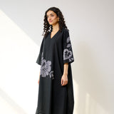 Meadow Patchwork Cotton Kurta - Black