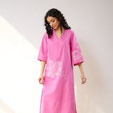 Meadow Patchwork Cotton Kurta - Pink