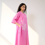 Meadow Patchwork Cotton Kurta - Pink