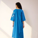 Meadow Patchwork Cotton Kurta - Electric Blue