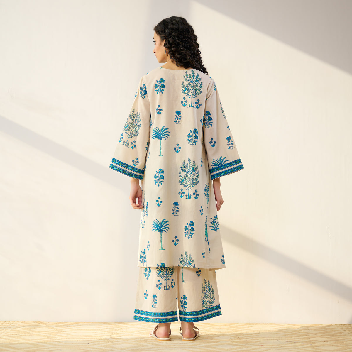 Mehfil Cotton Printed Co-ord Set - Off White Monotone