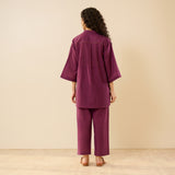 Sunflower Slub Cotton Co-ord Set - Burgundy