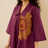 Sunflower Slub Cotton Co-ord Set - Burgundy