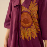 Sunflower Slub Cotton Co-ord Set - Burgundy