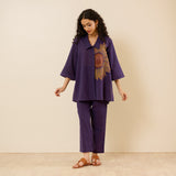 Sunflower Slub Cotton Co-ord Set - Violet
