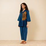 Sunflower Slub Cotton Co-ord Set - Indigo