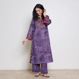 Banjara Woollen Hand Embroidered Kurta Set - Cherry Lacquer