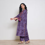 Banjara Woollen Hand Embroidered Kurta Set - Cherry Lacquer