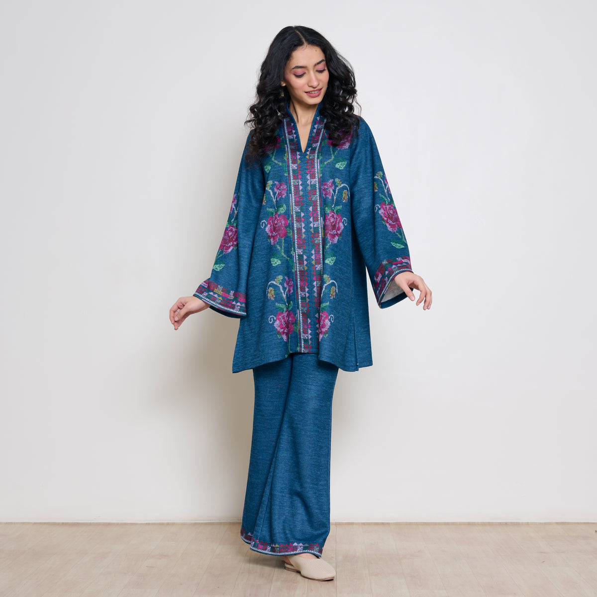 Rosy Woollen Coord Set - Transformative Teal