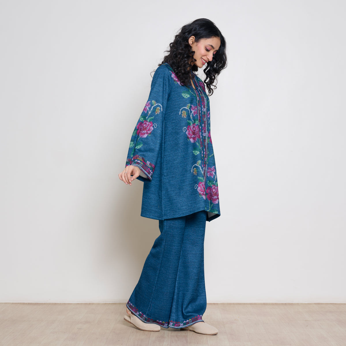 Rosy Woollen Coord Set - Transformative Teal