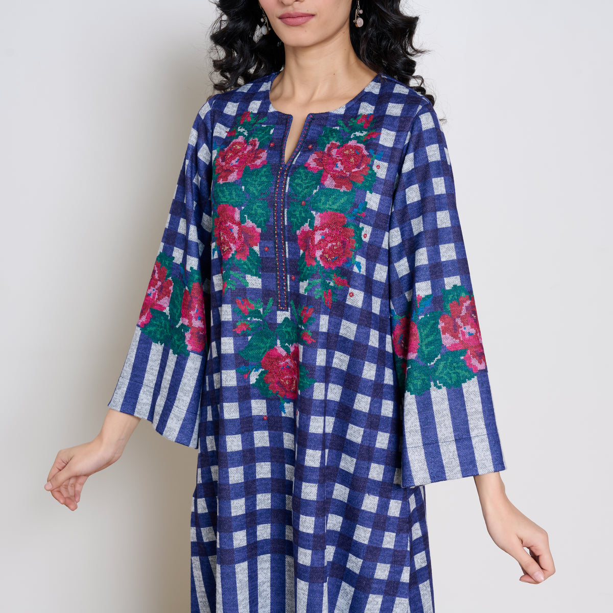 Evermore Woollen Hand Embroidered Kurta - Violet