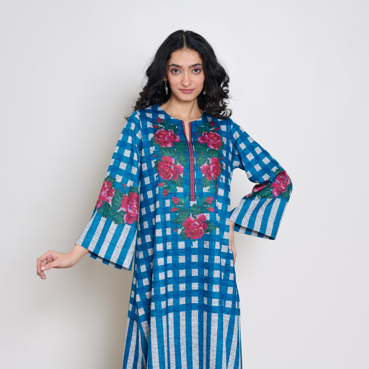 Evermore Woollen Hand Embroidered Kurta - Transformative Teal