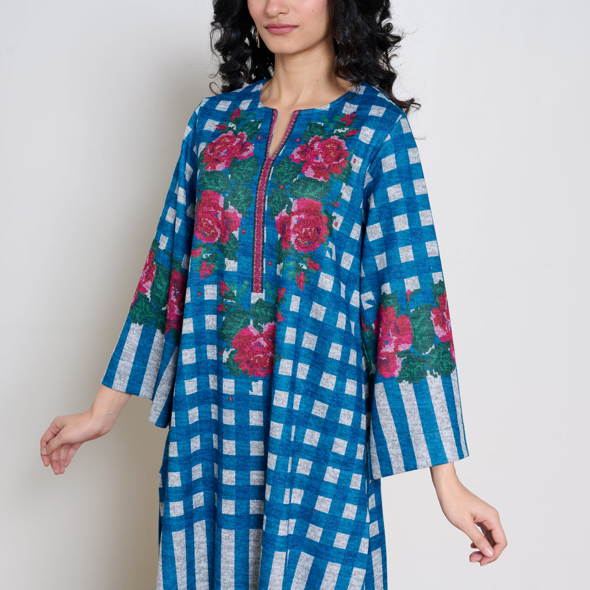 Evermore Woollen Hand Embroidered Kurta - Transformative Teal