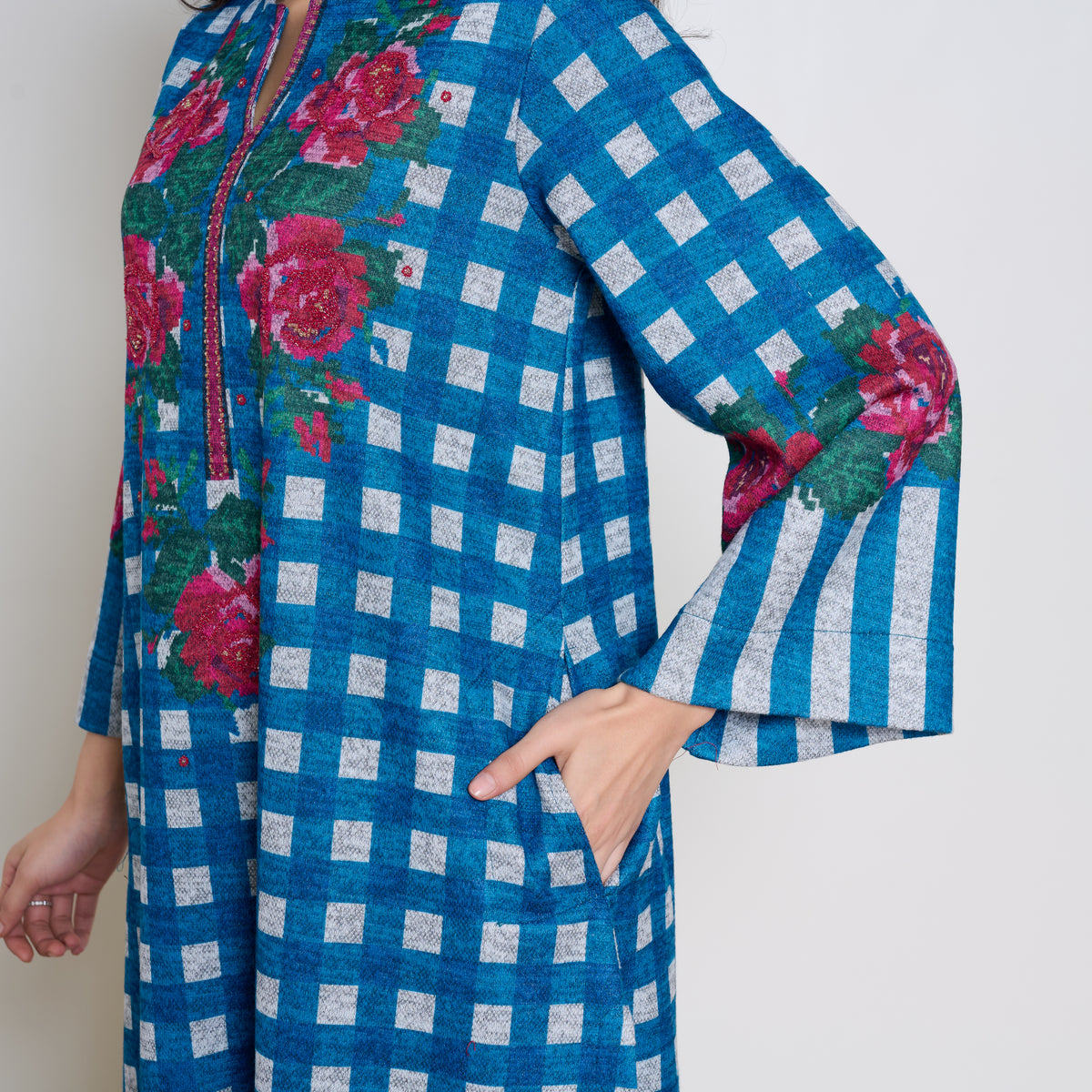 Evermore Woollen Hand Embroidered Kurta Set - Transformative Teal