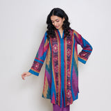 Autumn Woollen Coord Set - Electric Blue & Multicolour