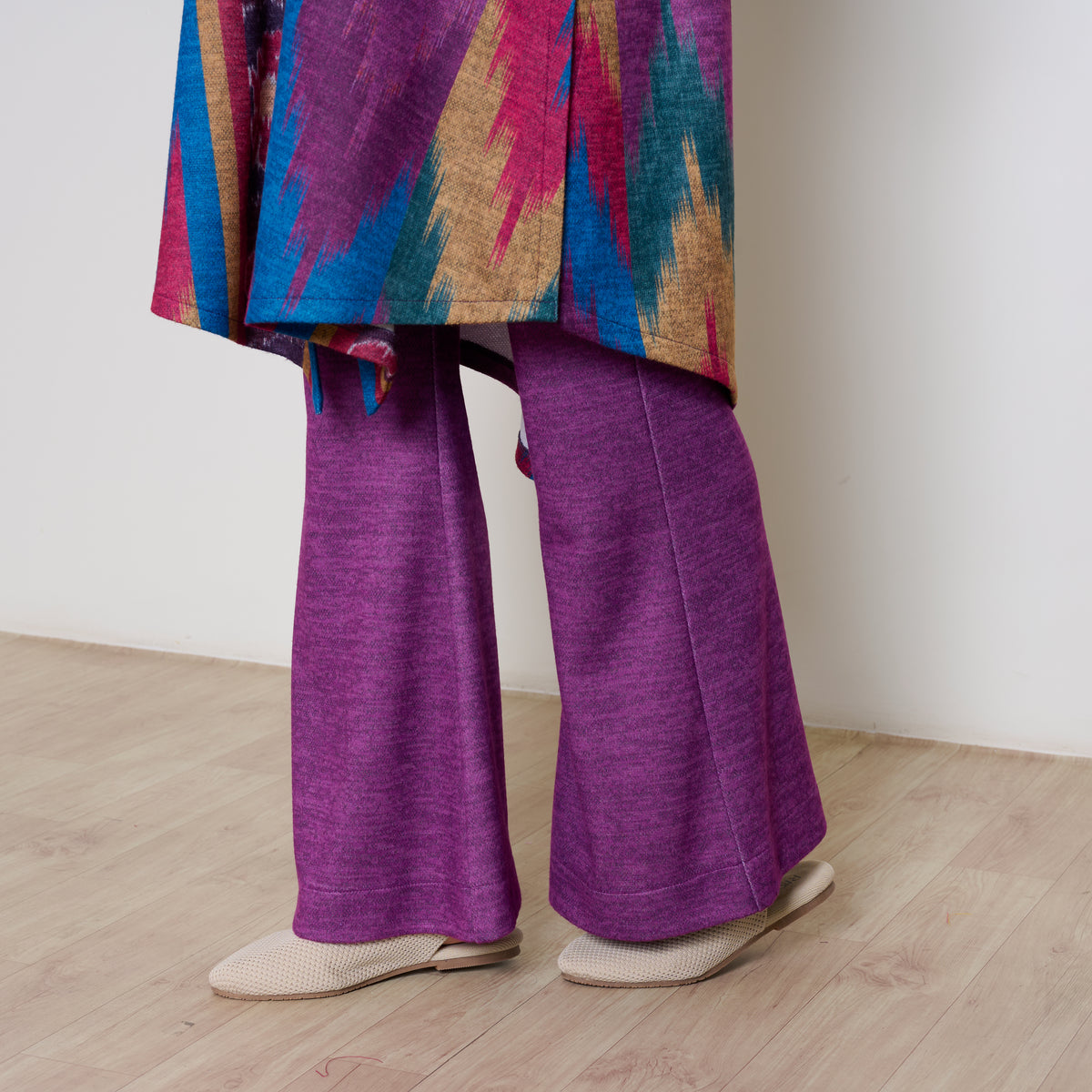 Autumn Woollen Coord Set - Electric Blue & Multicolour