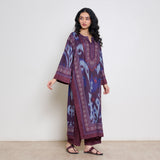 Murmur Woollen Hand Embroidered Long Kurta - Cherry Lacquer