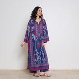 Murmur Woollen Hand Embroidered Long Kurta - Violet