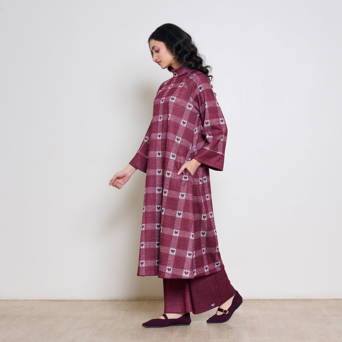 Childhood Sweetheart Woollen Kurta - Maroon
