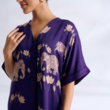 Ele Fun Modal Satin Dress - Violet