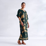 Ele Fun Modal Satin Dress - Forest Green
