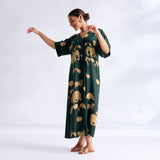 Ele Fun Modal Satin Dress - Forest Green