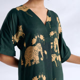 Ele Fun Modal Satin Dress - Forest Green