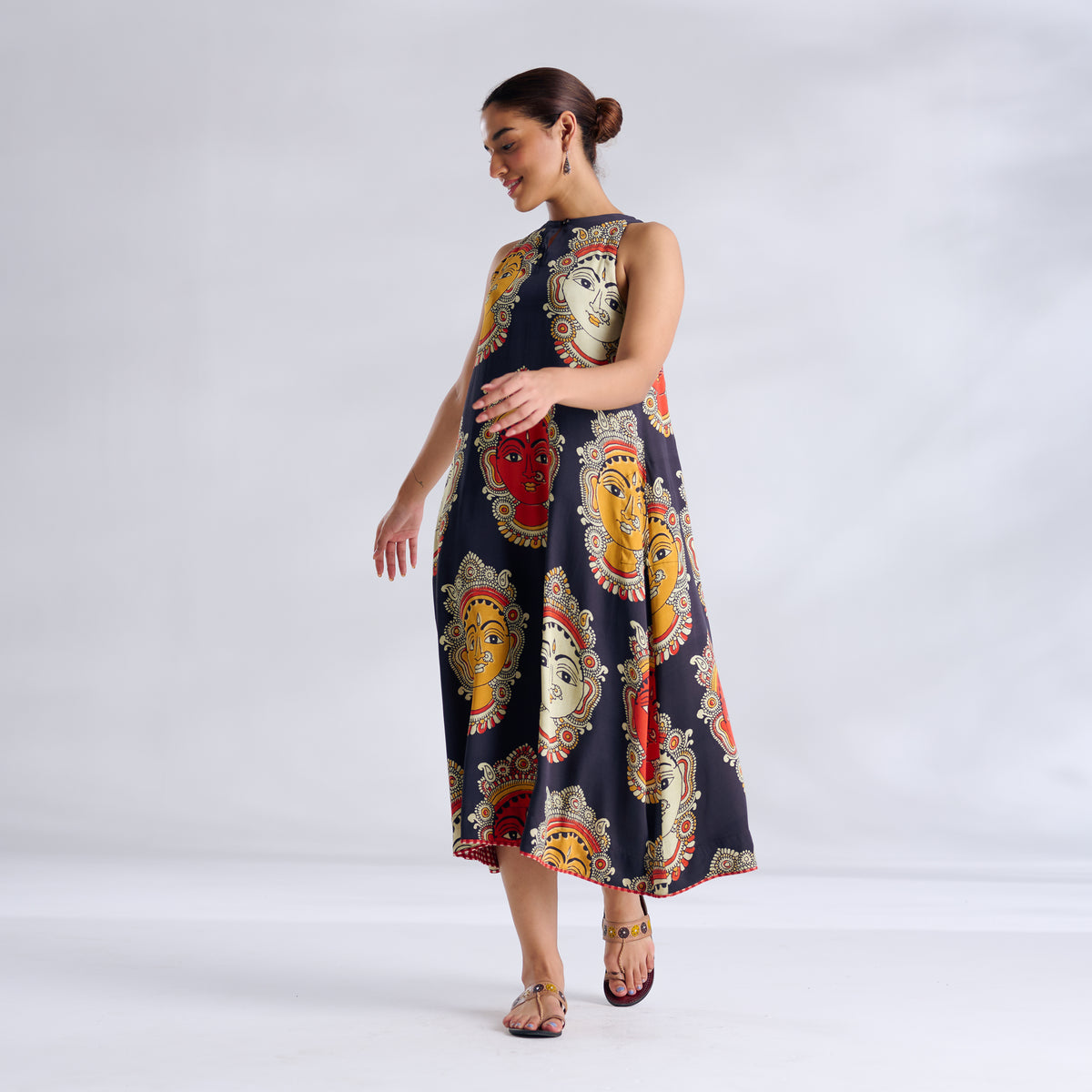 Roopika Modal Satin Dress - Charcoal