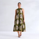 Roopika Modal Satin Dress - Henna Green