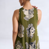 Roopika Modal Satin Dress - Henna Green