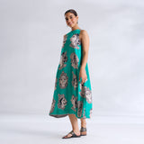 Roopika Modal Satin Dress - Turquoise