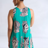 Roopika Modal Satin Dress - Turquoise